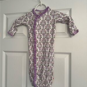 Magnetic Me Lavender Floral Baby Gown with matching hat